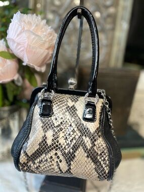 Brighton black leather snake small bag